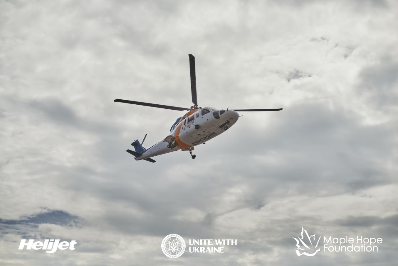 Maple Hope Foundation, Helijet, and the Ukrainian World Congress deliver lifesaving medical helicopter to Ukraine